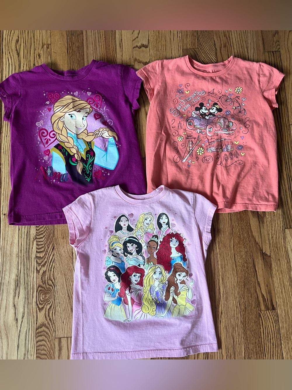 Disney Girls' Frozen, Princess and Mickey Tee Set of 3 Sz 10/12